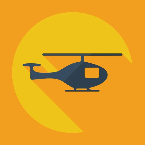 Plat modern design met schaduw pictogram helikopter — Stockvector