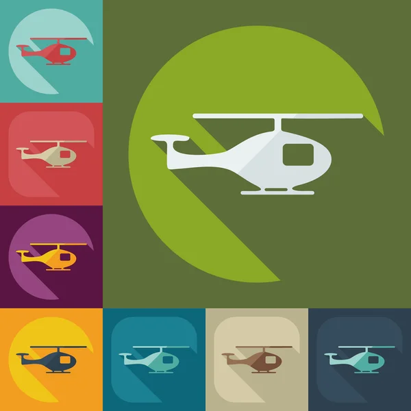 Diseño moderno plano con icono de sombra helicóptero — Vector de stock