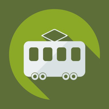 Gölge simgesi tramvay ile düz modern tasarım