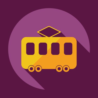 Gölge simgesi tramvay ile düz modern tasarım