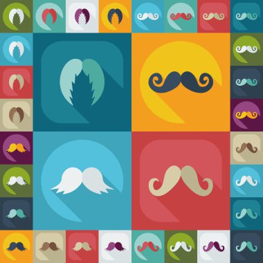 Gölge simgesi bıyıklı düz modern tasarım