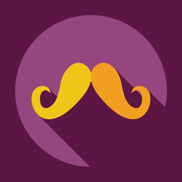Design moderne plat avec moustache icône ombre — Image vectorielle