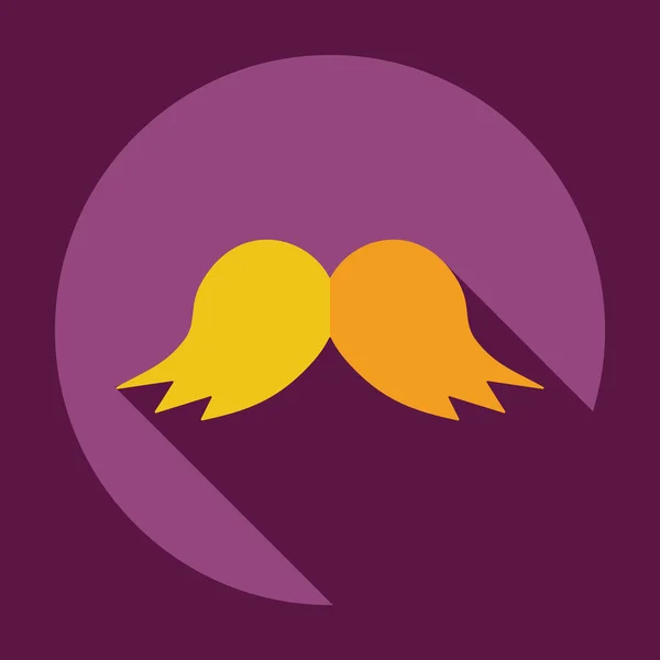 Design moderne plat avec moustache icône ombre — Image vectorielle