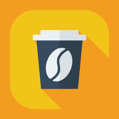 Gölge simgeler kahve ile düz modern tasarım