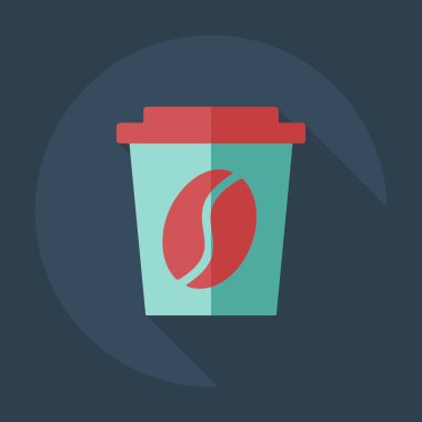 Gölge simgeler kahve ile düz modern tasarım