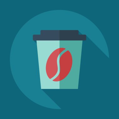 Gölge simgeler kahve ile düz modern tasarım