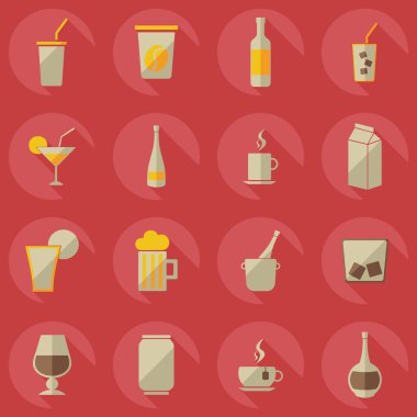 düz modern tasarım gölge ikonları içeceği