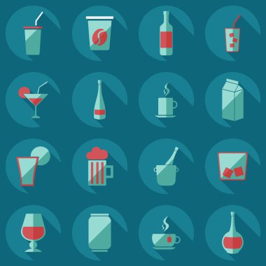 düz modern tasarım gölge ikonları içeceği