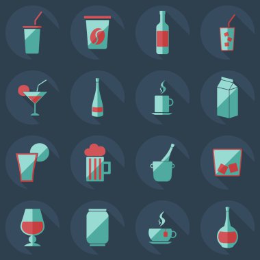 düz modern tasarım gölge ikonları içeceği