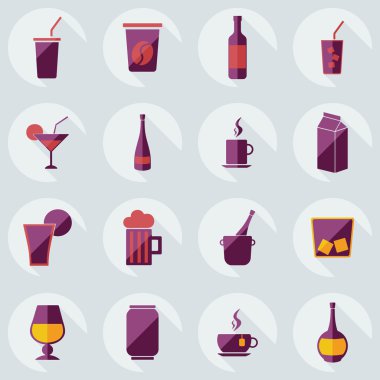 düz modern tasarım gölge ikonları içeceği