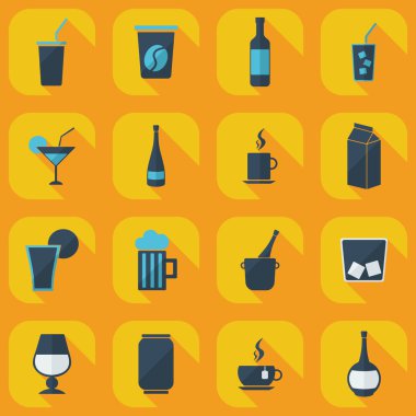 düz modern tasarım gölge ikonları içeceği