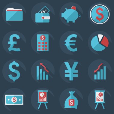 Flat concept, set modern design with shadow collection  business icons