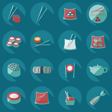 Flat concept, set modern design a unique collection of sushi