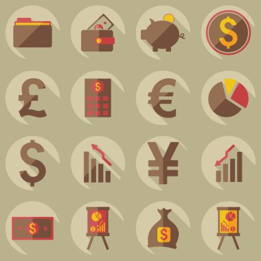 Flat concept, set modern design with shadow collection  business icons