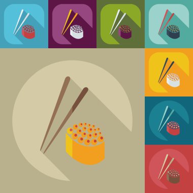 Japon suşisi gölgeli düz modern tasarım.