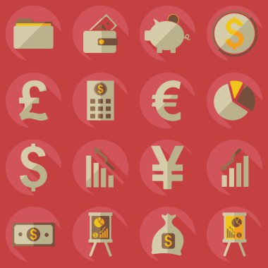 Flat concept, set modern design with shadow collection  business icons