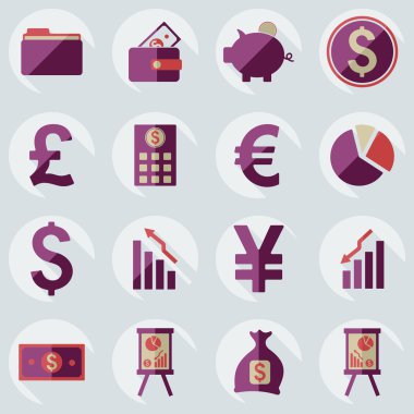 Flat concept, set modern design with shadow collection  business icons
