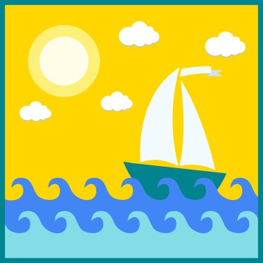 ship sailing on the waves of the summer