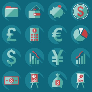Flat concept, set modern design with shadow collection  business icons