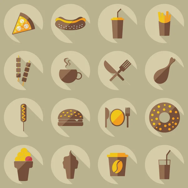 Flat concept, set modern design with shadow food