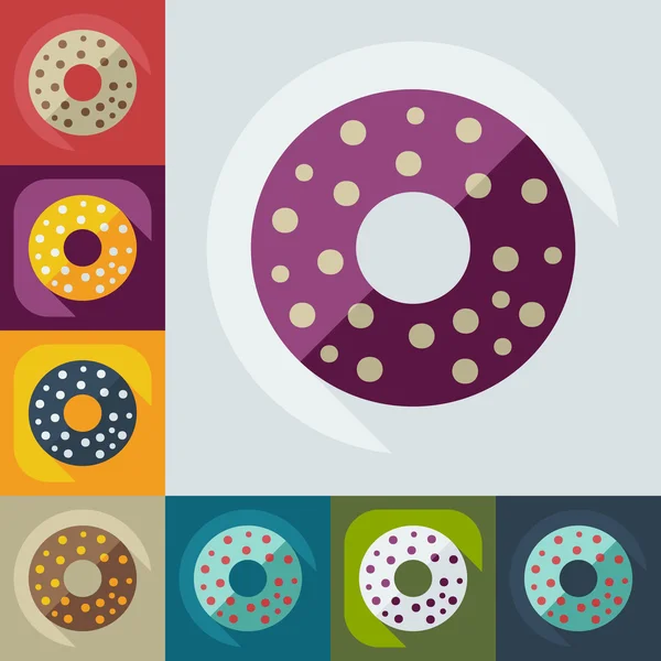Diseño moderno plano con iconos de sombra donut — Archivo Imágenes Vectoriales