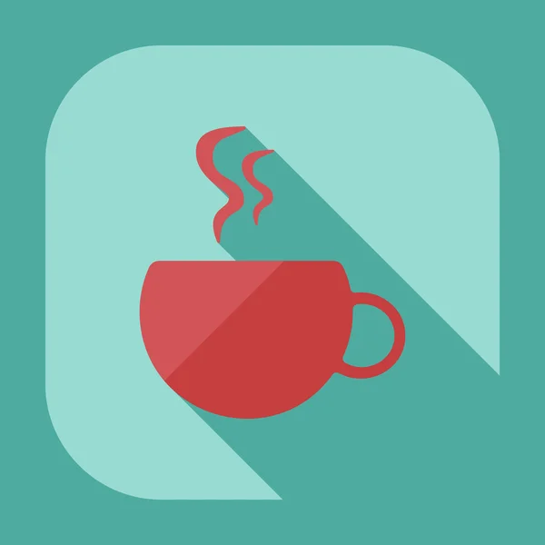 Plat modern design met schaduw pictogrammen koffie — Stockvector
