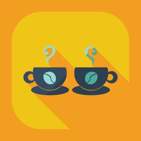 Diseño moderno plano con sombra icono de café — Vector de stock