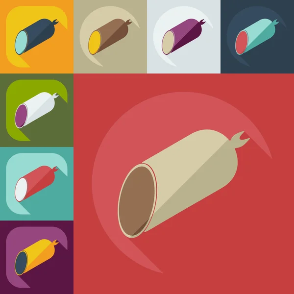 Flat modern design with shadow icons sausages — 스톡 벡터