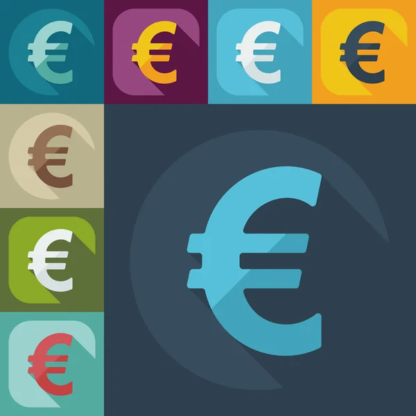 Design moderno plano com ícones de sombra unidade monetária — Vetor de Stock