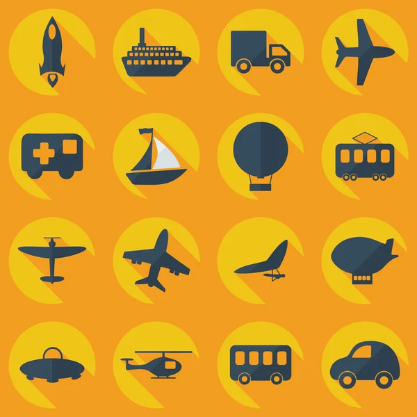 Iconos de montaje de entrega de transporte conjunto de recogida — Vector de stock