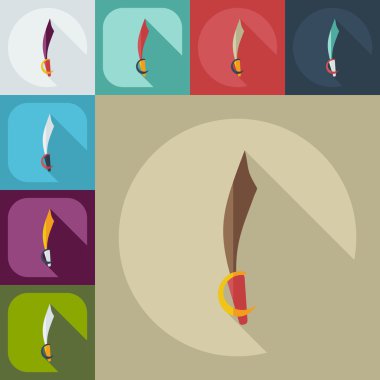 Gölge simgeler kılıç ile düz modern tasarım