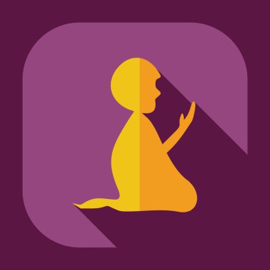 Gölge simgeler Müslüman dua ile düz modern tasarım