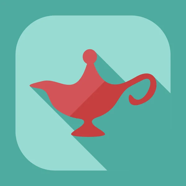 Plat modern design met schaduw pictogrammen genie lamp — Stockvector