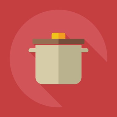 Gölge simgeler tencere ile düz modern tasarım