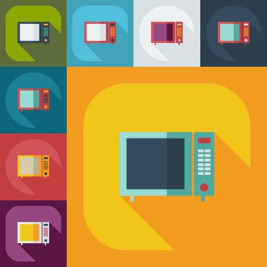 Düz gölge simgeler fırın, modern tasarım mutfak