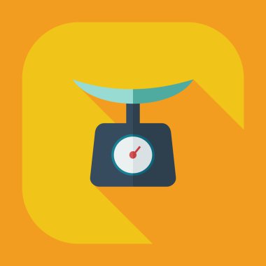 Düz modern tasarım gölge simgeler mutfak teraziler ile