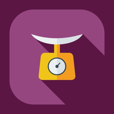 Düz modern tasarım gölge simgeler mutfak teraziler ile