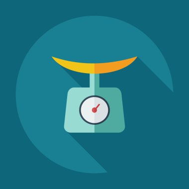 Düz modern tasarım gölge simgeler mutfak teraziler ile