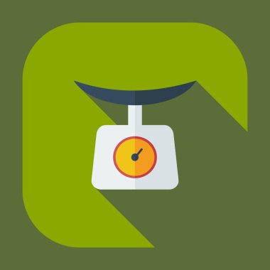 Düz modern tasarım gölge simgeler mutfak teraziler ile