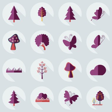 Düz kavramı, set modern tasarımı ile gölge orman