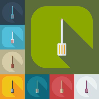Gölge simgeler spatula ile düz modern tasarım