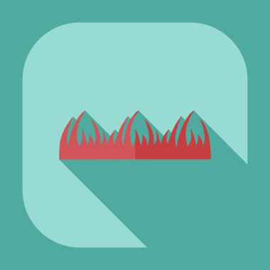 Gölge simgeler çim ile düz modern tasarım