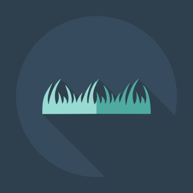 Gölge simgeler çim ile düz modern tasarım