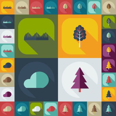 Düz kavramı, set modern tasarımı ile gölge orman