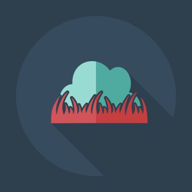 Gölge simgeler çim ile düz modern tasarım