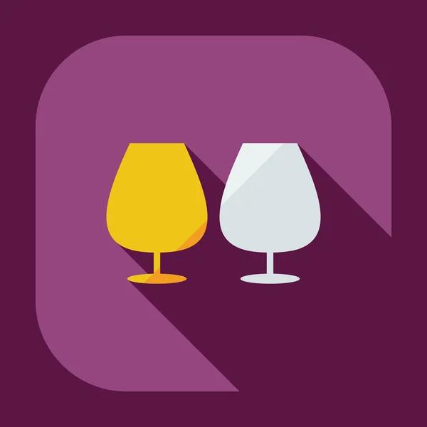 Design moderne plat avec des icônes d'ombre verre à vin — Image vectorielle