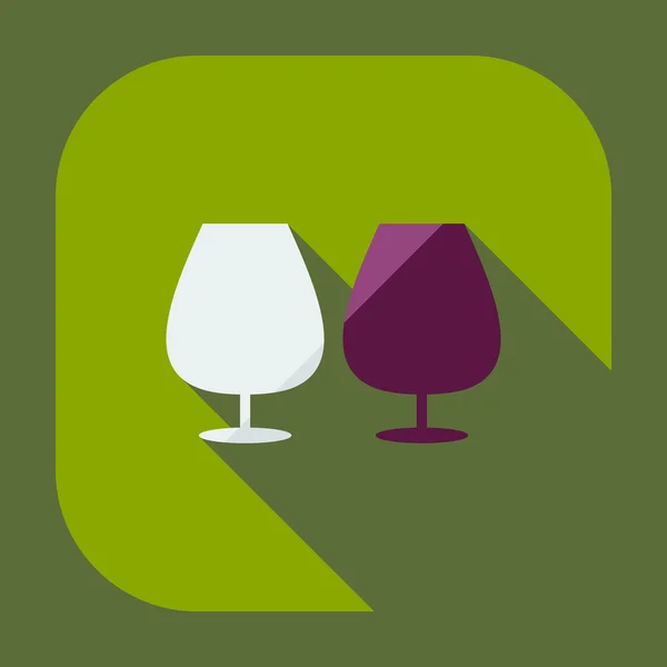 Design moderne plat avec des icônes d'ombre verre à vin — Image vectorielle