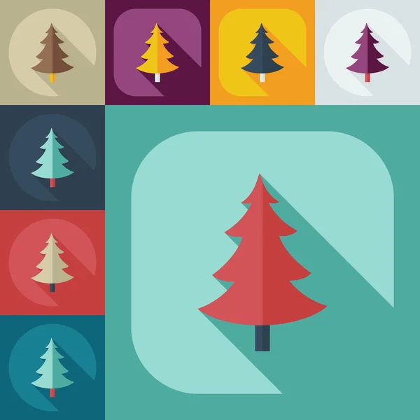 Flat modern design with shadow icons Christmas tree