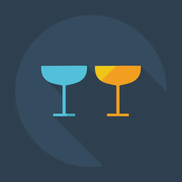 Flat modern design with shadow icons wineglass