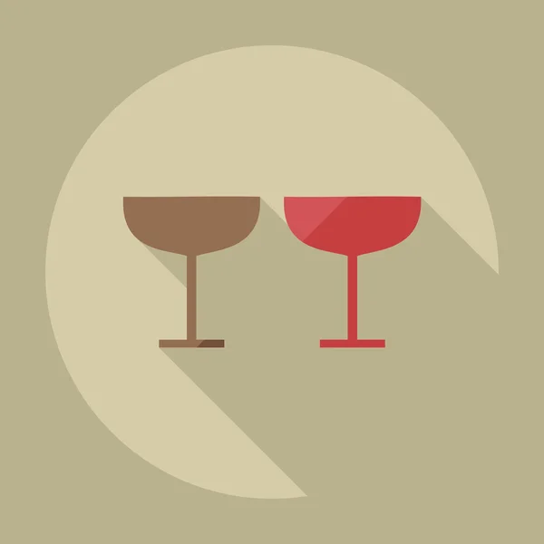 Flat modern design with shadow icons wineglass